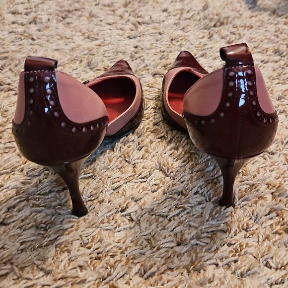 Fendi PROJECT Two-Tone Leather Heels – Burgundy & Blush Size 36.5 - Picture 5 of 7